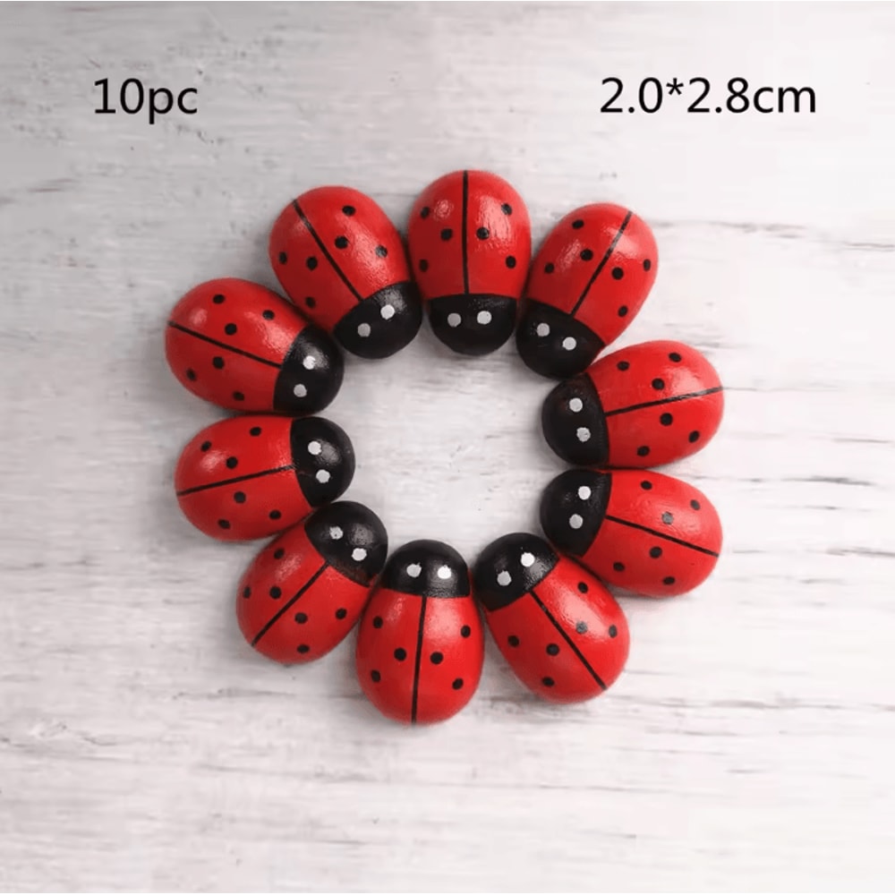 Mini Wooden Ladybug Decor Cute Fairy Garden DIY Craft Accessories 4