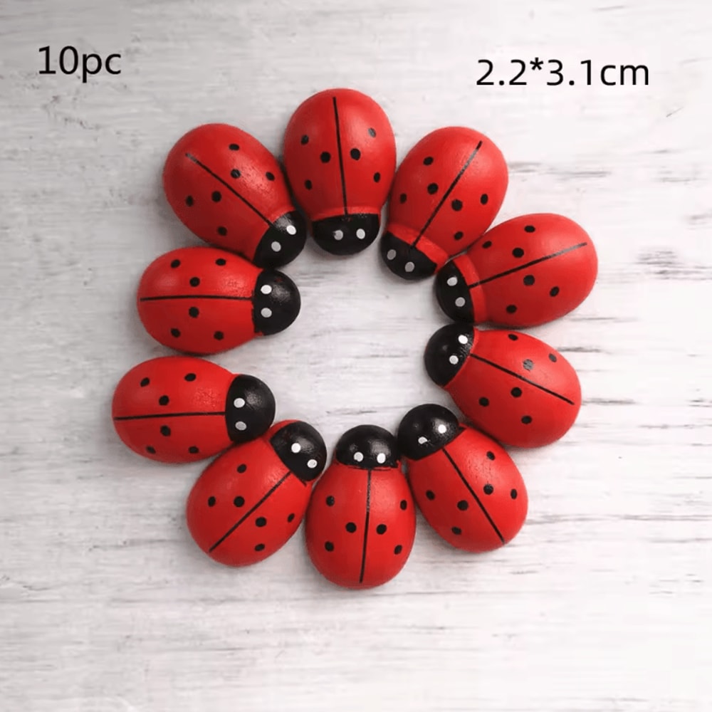 Mini Wooden Ladybug Decor Cute Fairy Garden DIY Craft Accessories 5