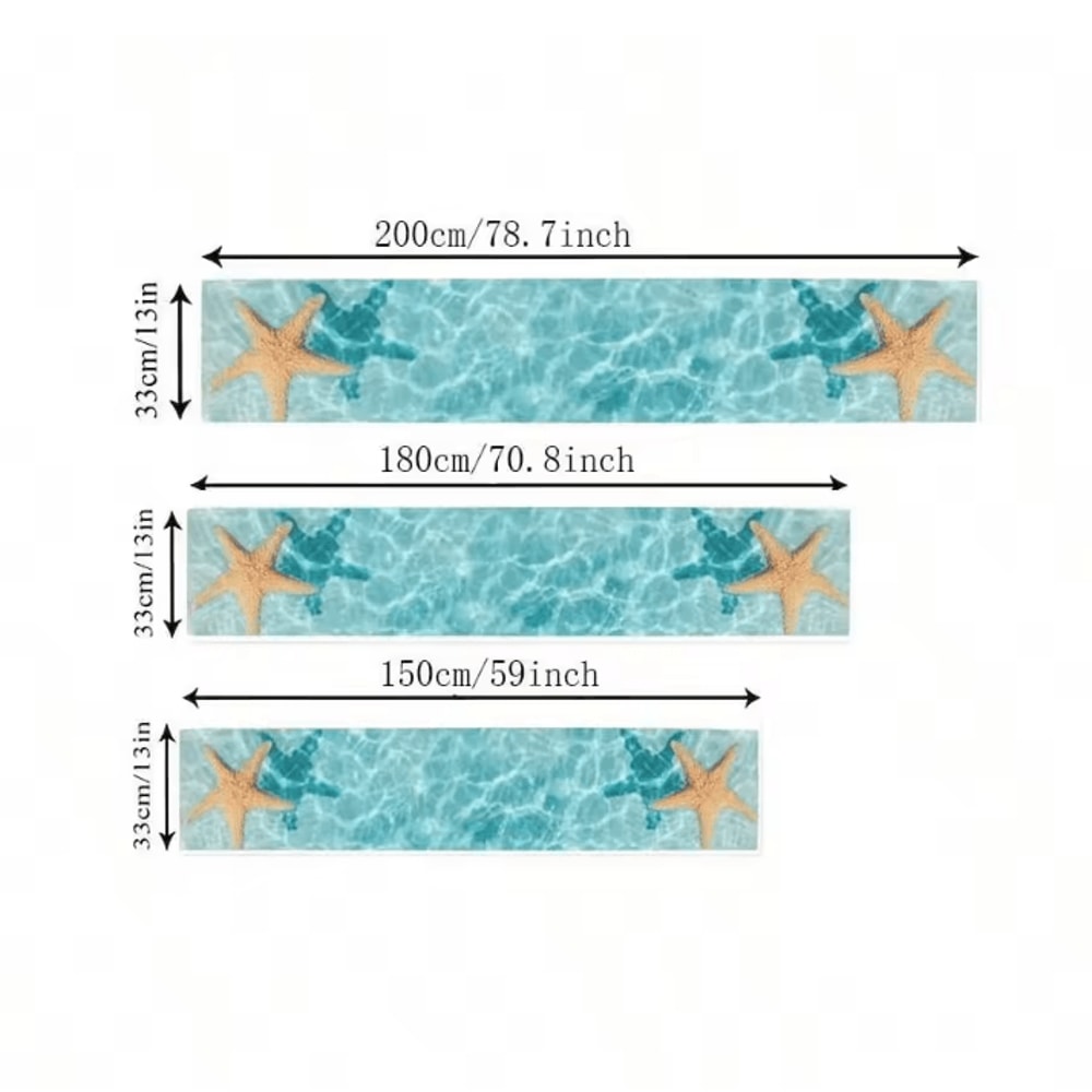 Watercolor Starfish Ocean Linen Table Runner Coastal Dining Decor For Home Events 1