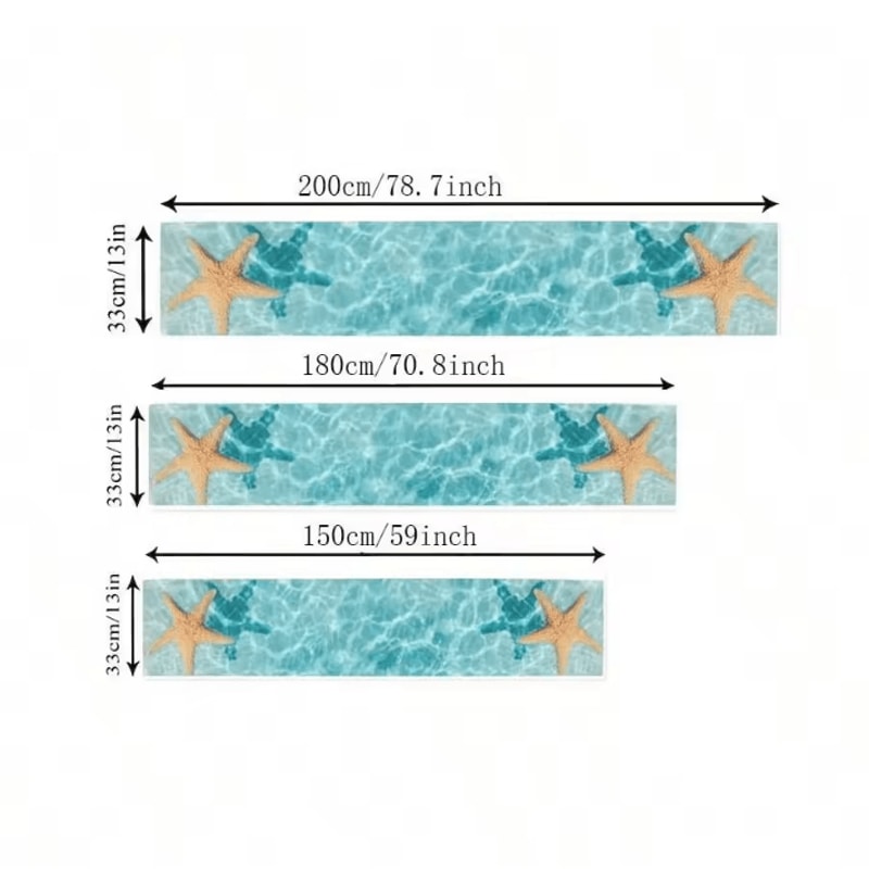 Watercolor Starfish Ocean Linen Table Runner Coastal Dining Decor For Home Events 1