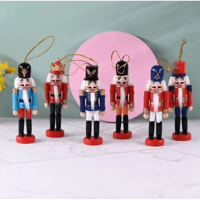 Mini Nutcracker Soldier Figurines 12cm Christmas Ornament Set For Desk Holiday Decor 0