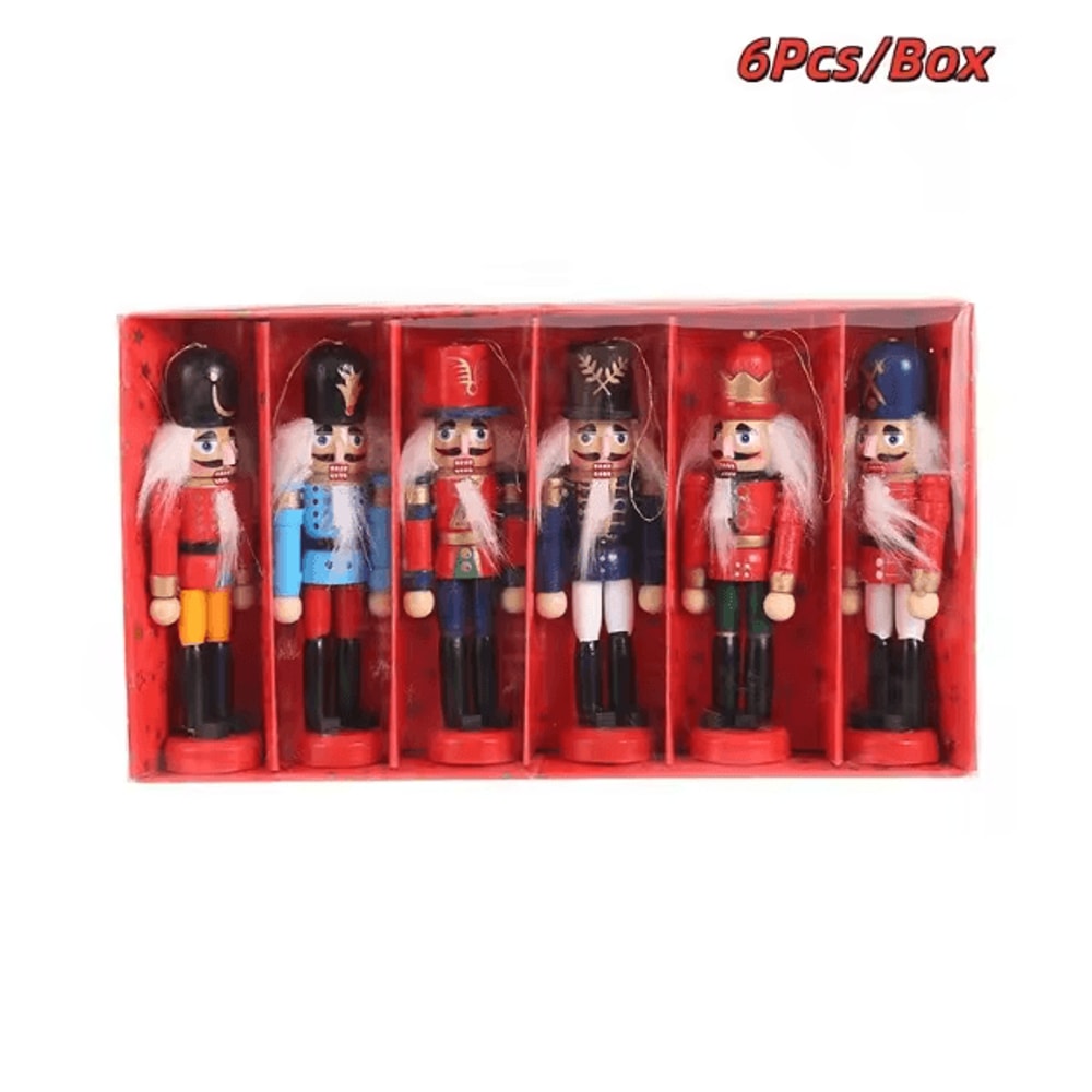 Mini Nutcracker Soldier Figurines 12cm Christmas Ornament Set For Desk Holiday Decor 4