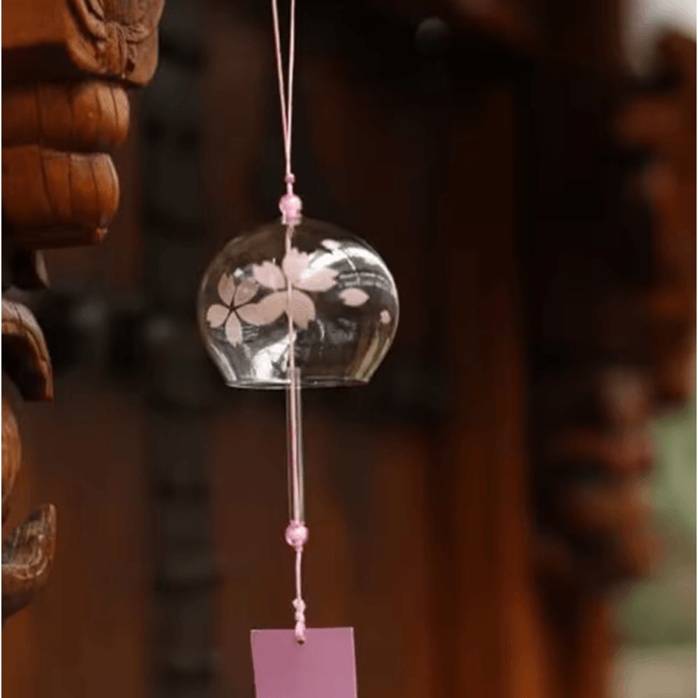 Sakura Japanese Glass Wind Chime Traditional Furin Bell Hanging Decor 1