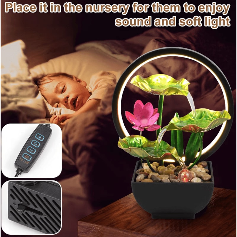 USB Tabletop Water Fountain LED Waterfall Desktop Zen Fountain With Natural Stones 1