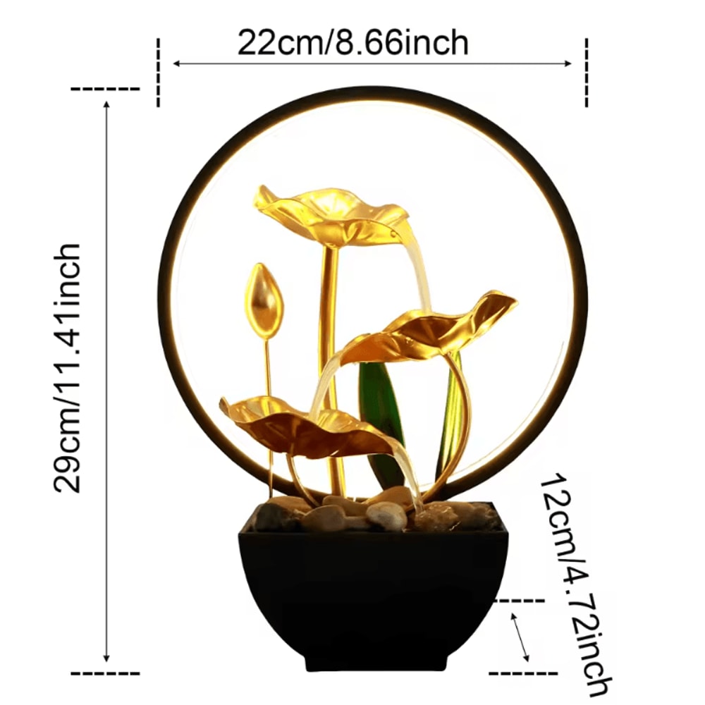 USB Tabletop Water Fountain LED Waterfall Desktop Zen Fountain With Natural Stones 3