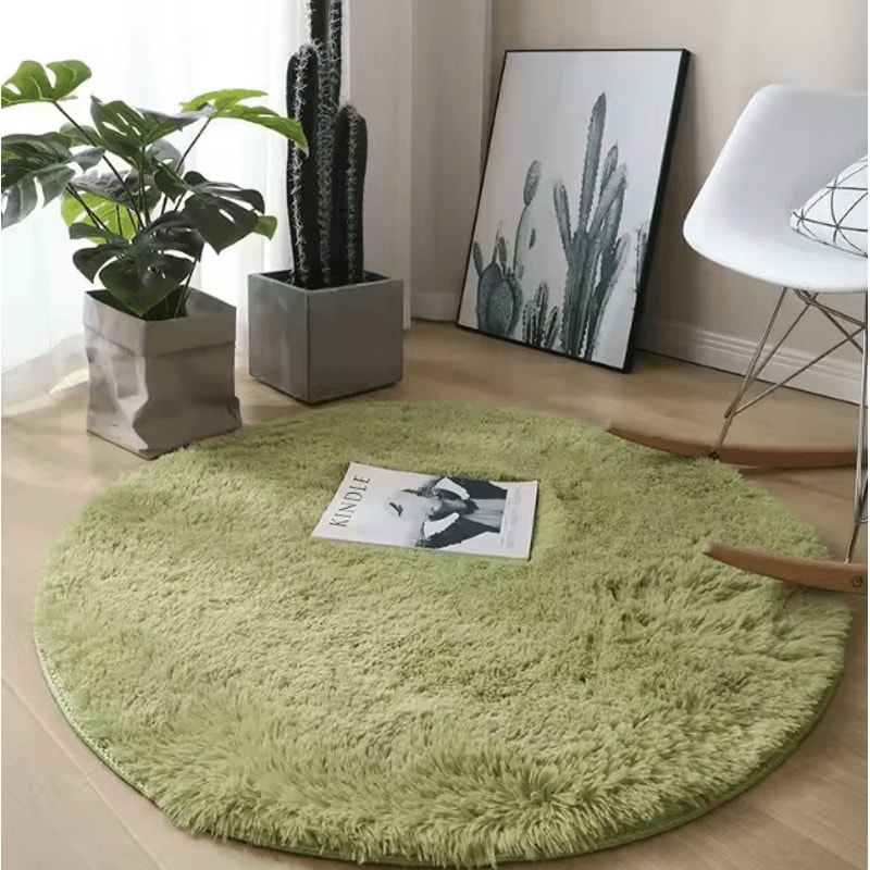 Fluffy Round Plush Carpet Soft White NonSlip Area Rug For Bedroom Living Room 9