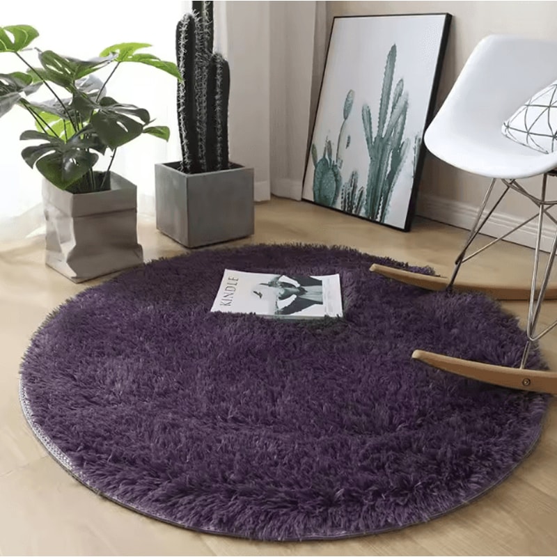 Fluffy Round Plush Carpet Soft White NonSlip Area Rug For Bedroom Living Room 7