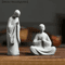 White Zen Monk Figurine Tranquil Feng Shui Mini Statue For Garden Desktop Decor 1
