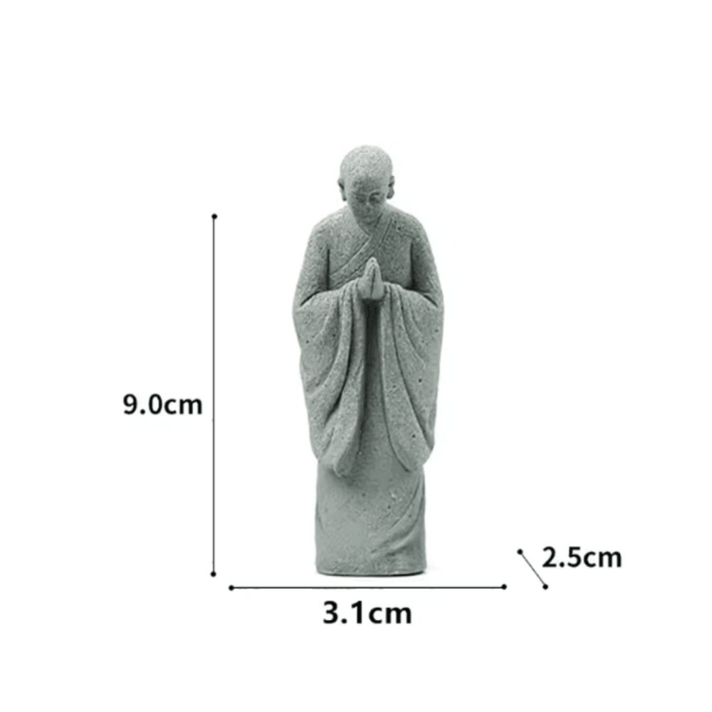 White Zen Monk Figurine Tranquil Feng Shui Mini Statue For Garden Desktop Decor 2