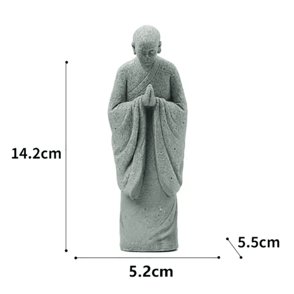 White Zen Monk Figurine Tranquil Feng Shui Mini Statue For Garden Desktop Decor 3