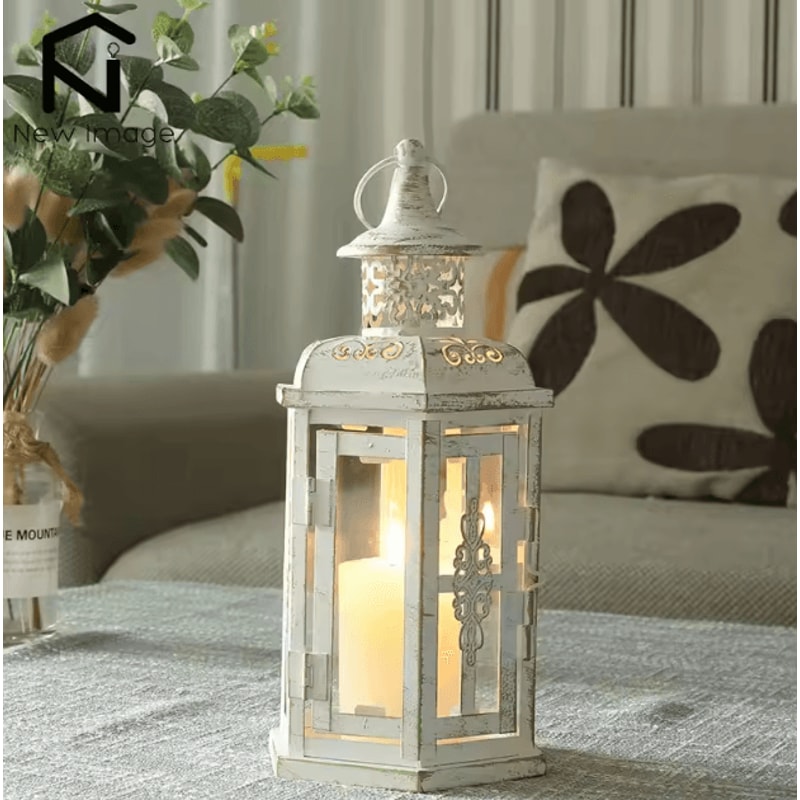 Vintage Metal Lantern Candle Holder Hanging Decorative Lantern For Home Events 0