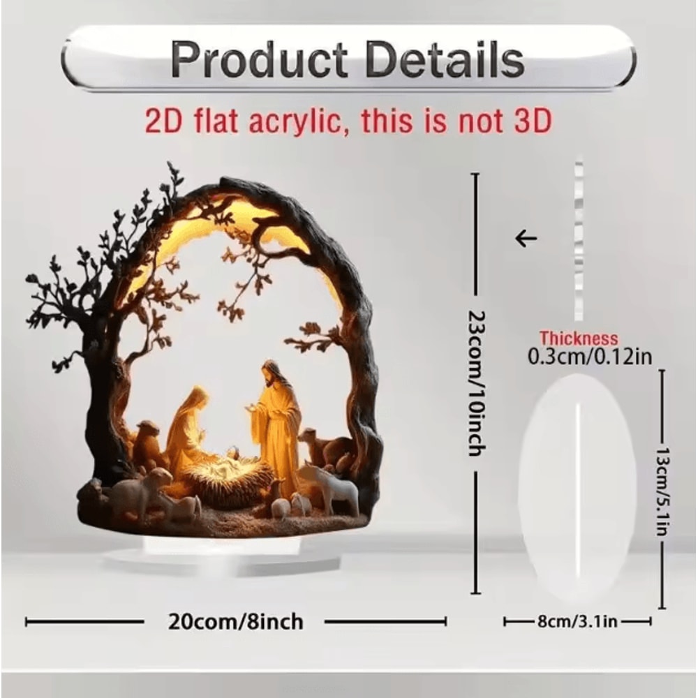 Transparent Acrylic Nativity Scene Ornament Elegant Christian Christmas Table Decor 9