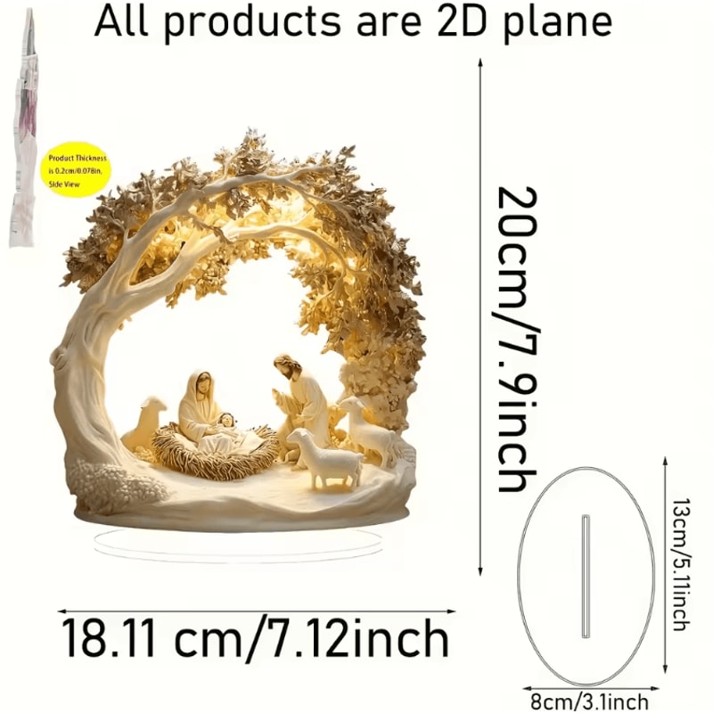 Transparent Acrylic Nativity Scene Ornament Elegant Christian Christmas Table Decor 8