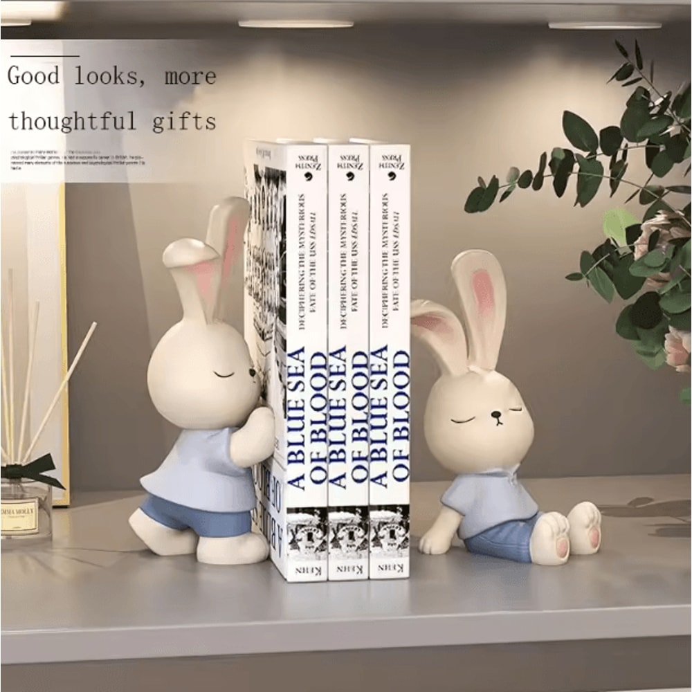 Cute Bear Bookend Decor Cream Resin Figurine For Stylish Home Shelf Display 4