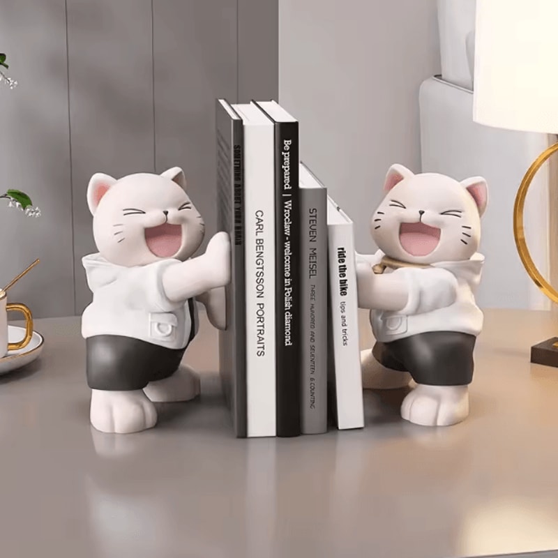 Cute Bear Bookend Decor Cream Resin Figurine For Stylish Home Shelf Display 5