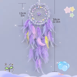 boho dream catcher wind chime – handmade feather hanging decor for home & car