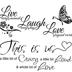 live laugh love butterfly wall sticker – inspirational quote vinyl decor for living room