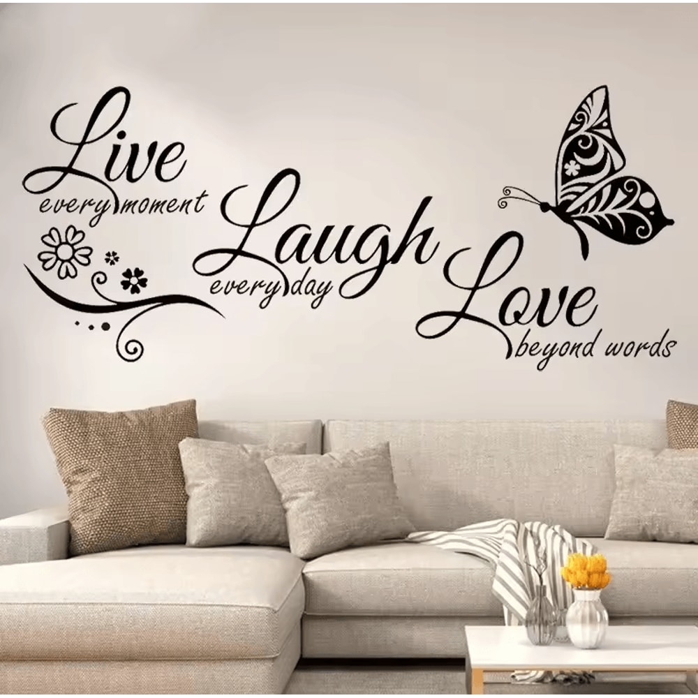 Live Laugh Love Butterfly Wall Sticker Inspirational Quote Vinyl Decor For Living Room 1