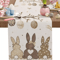 Easter Bunny Linen Table Runner Spring Farmhouse Dining Decor With Egg Floral Design 0