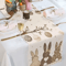 Easter Bunny Linen Table Runner Spring Farmhouse Dining Decor With Egg Floral Design 2