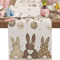 Easter Bunny Linen Table Runner Spring Farmhouse Dining Decor With Egg Floral Design 3