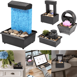 mini tabletop water fountain with led – usb powered zen desktop waterfall decor
