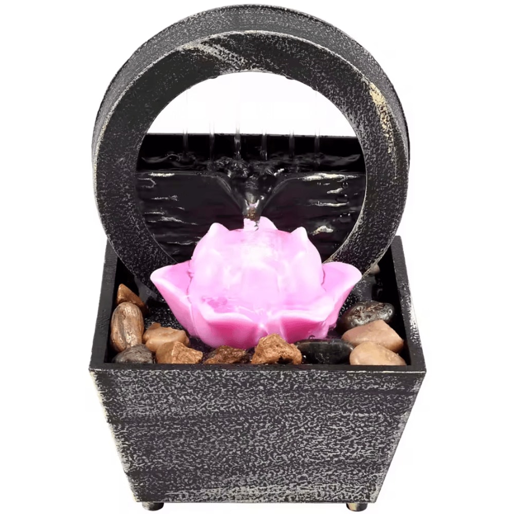 Mini Tabletop Water Fountain With LED USB Powered Zen Desktop Waterfall Decor 3