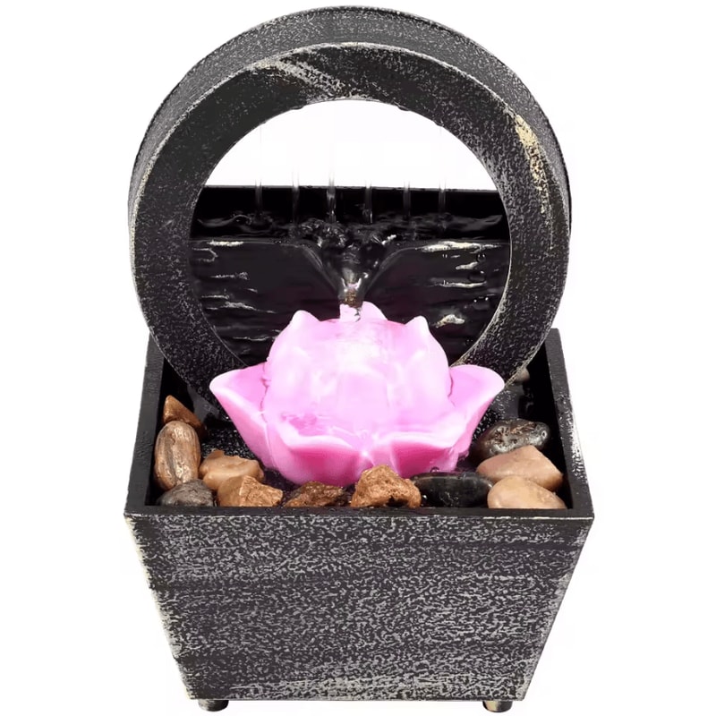 Mini Tabletop Water Fountain With LED USB Powered Zen Desktop Waterfall Decor 3