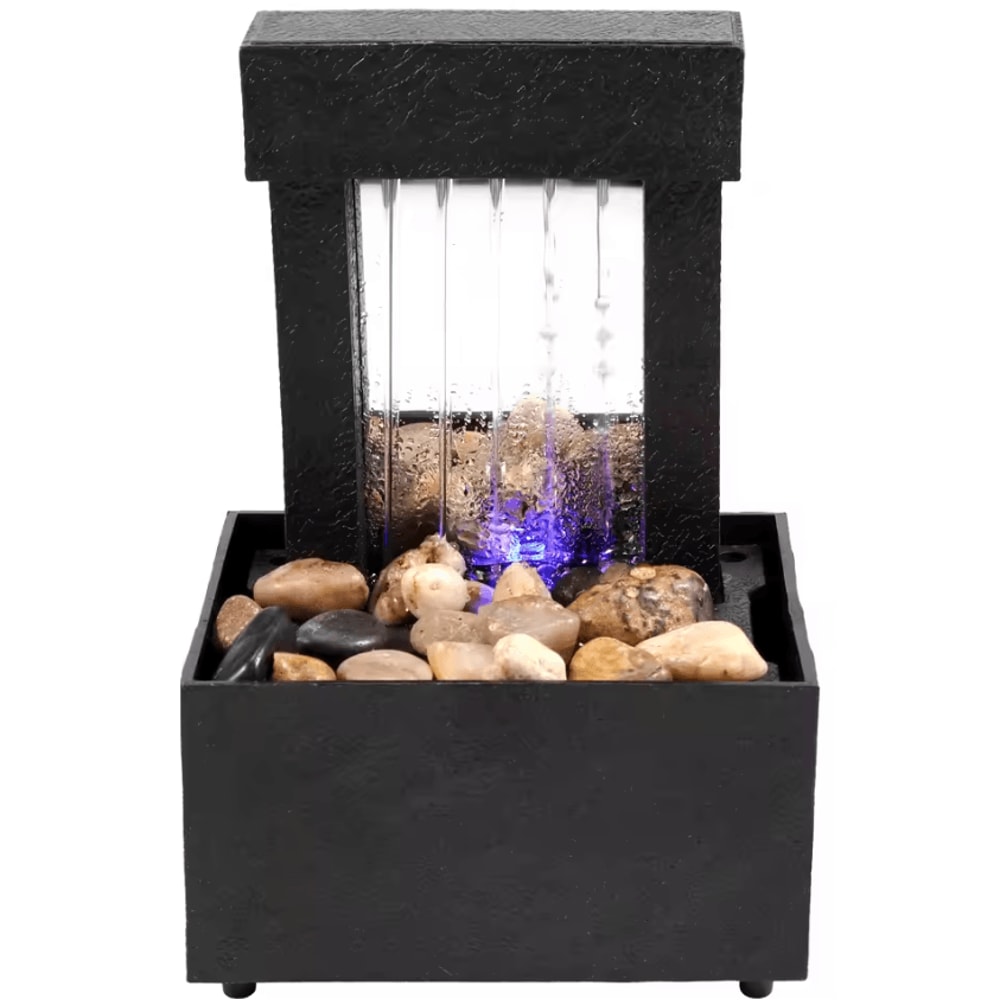 Mini Tabletop Water Fountain With LED USB Powered Zen Desktop Waterfall Decor 5