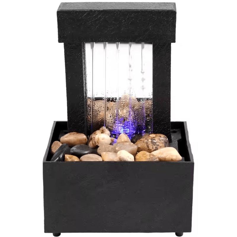 Mini Tabletop Water Fountain With LED USB Powered Zen Desktop Waterfall Decor 5