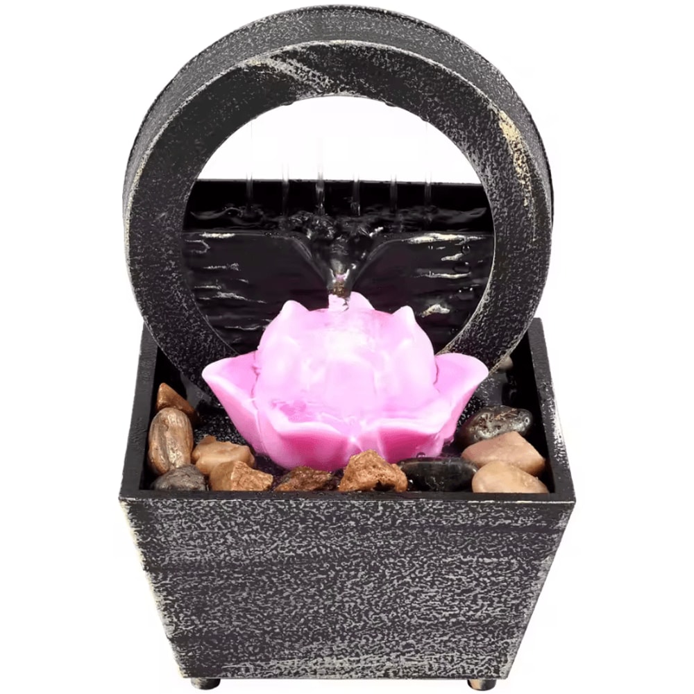 Mini Tabletop Water Fountain With LED USB Powered Zen Desktop Waterfall Decor 7