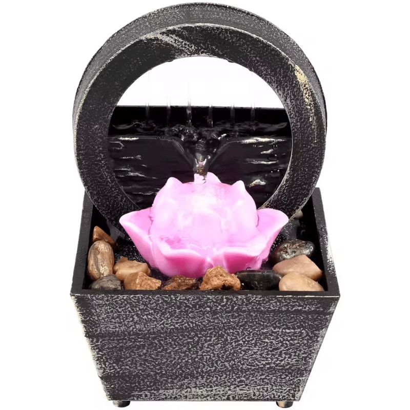 Mini Tabletop Water Fountain With LED USB Powered Zen Desktop Waterfall Decor 7
