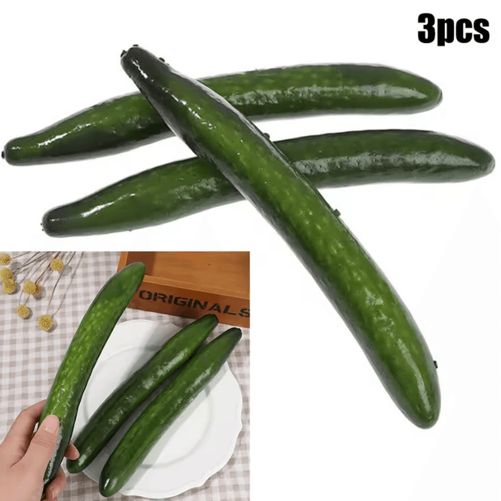 Realistic Fake Cucumber Set Lifelike Artificial Vegetable Props For Kitchen Display 2