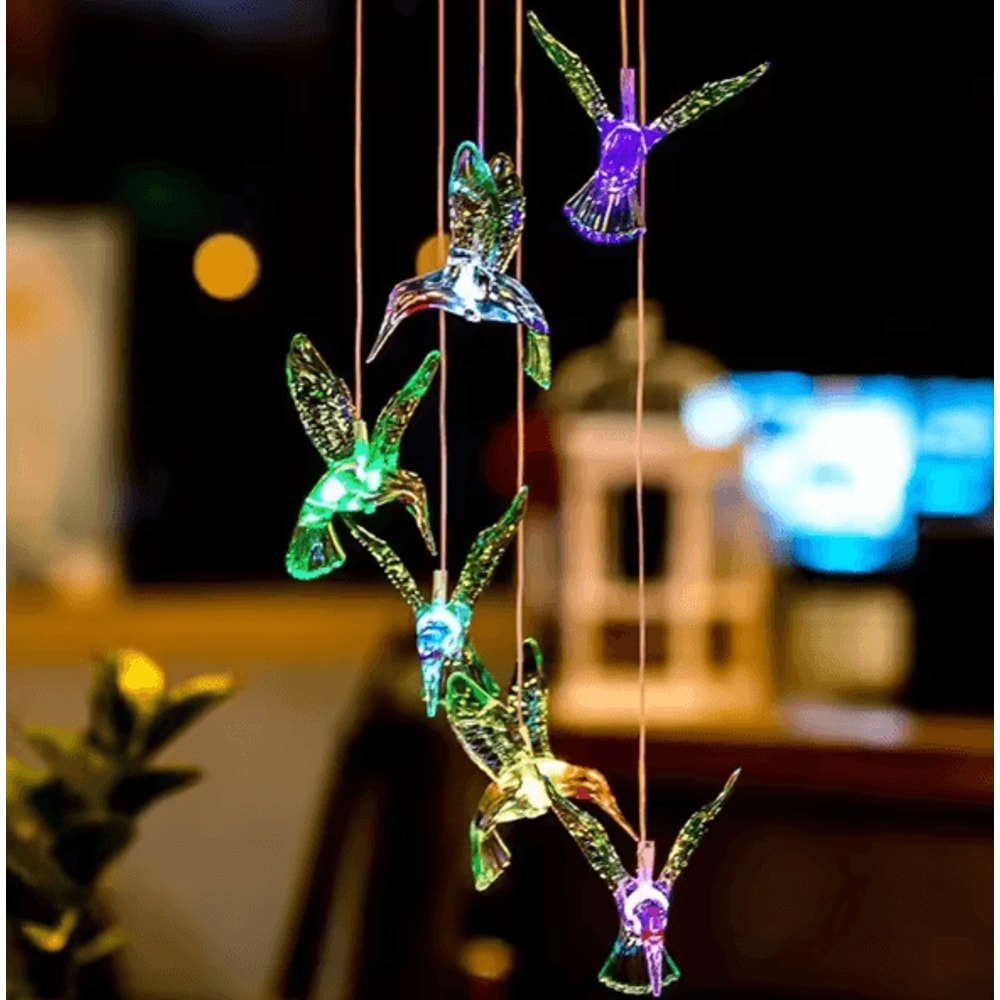 Solar Hummingbird Wind Chime Lights Color Changing LED Garden Hanging Decor 2