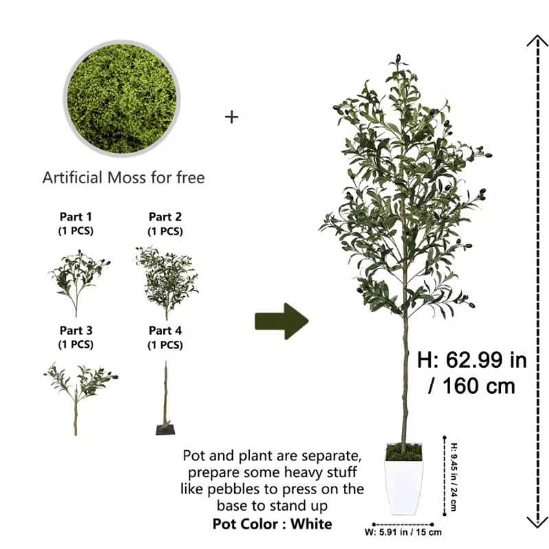 120180CM Artificial Olive Tree Branch Modern Minimalist Faux Plant Decor 6