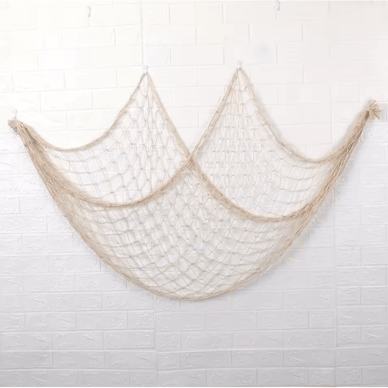 Hawaiian Nautical Fishing Net Wall Decor Ocean Theme Party Coastal Home Accent 1