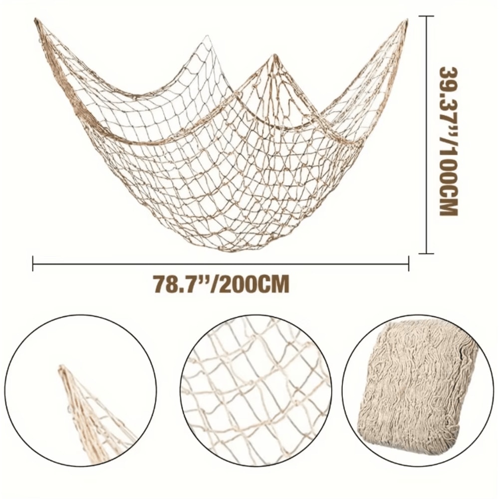 Hawaiian Nautical Fishing Net Wall Decor Ocean Theme Party Coastal Home Accent 3