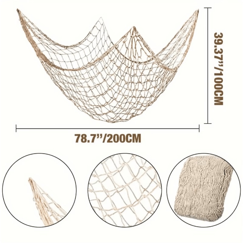 Hawaiian Nautical Fishing Net Wall Decor Ocean Theme Party Coastal Home Accent 3