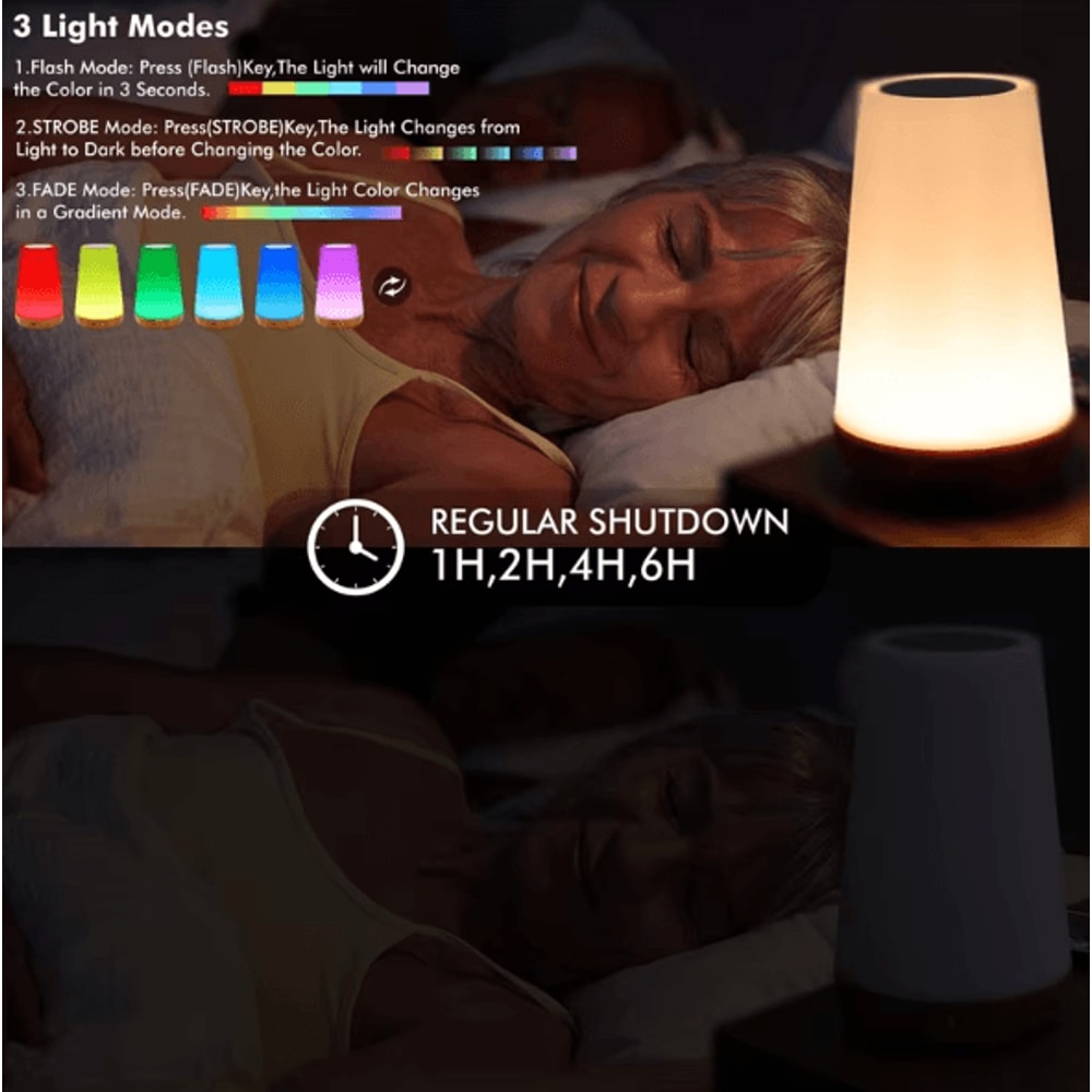 13Color RGB Touch Night Light Rechargeable Bedside Lamp With Remote Control 3