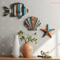Colorful Wooden Ocean Wall Decor Set Coastal Fish Shell Starfish Art 0