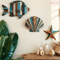 Colorful Wooden Ocean Wall Decor Set Coastal Fish Shell Starfish Art 1