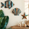 Colorful Wooden Ocean Wall Decor Set Coastal Fish Shell Starfish Art 1