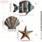 Colorful Wooden Ocean Wall Decor Set Coastal Fish Shell Starfish Art 3