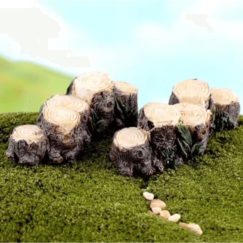 Mini Fairy Garden Bridge Resin Tree Stump Style Dollhouse Terrarium Decor 4