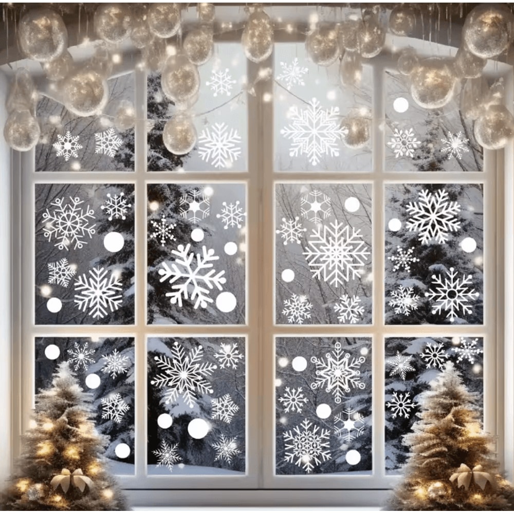Merry Christmas Snowflake Window Stickers Reusable Winter Wall Glass Decor 0