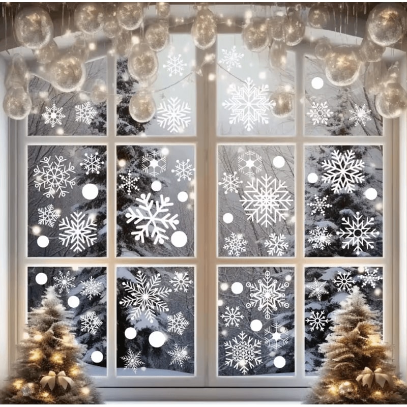 Merry Christmas Snowflake Window Stickers Reusable Winter Wall Glass Decor 0