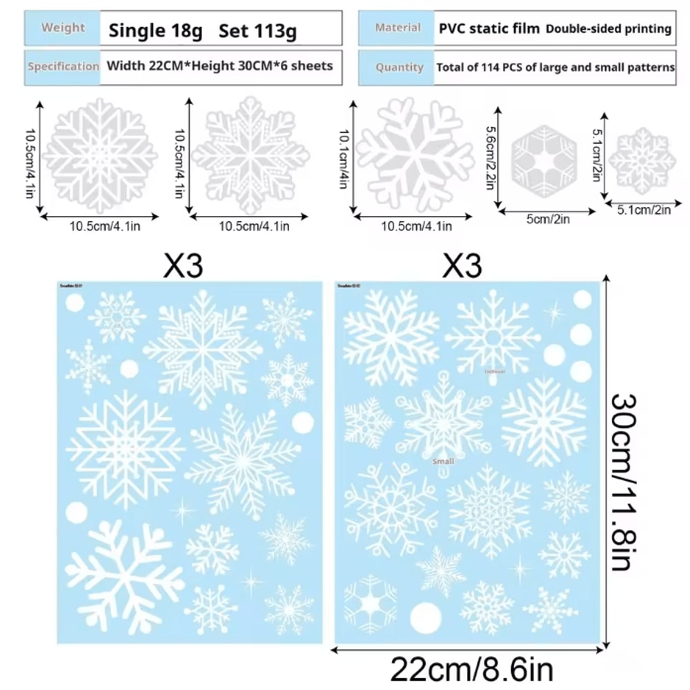 Merry Christmas Snowflake Window Stickers Reusable Winter Wall Glass Decor 4
