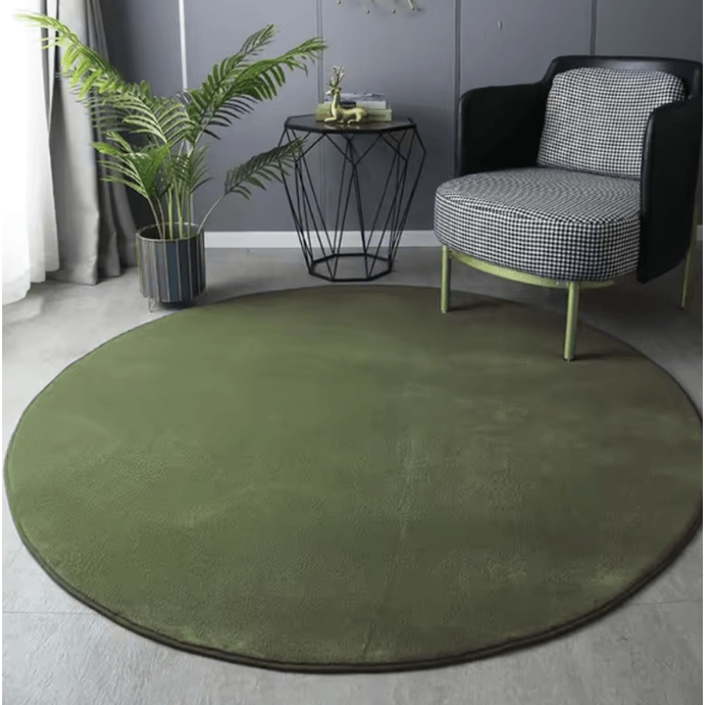 Modern Round Coral Velvet Carpet UltraSoft Plush Rug For Living Room Kids 2