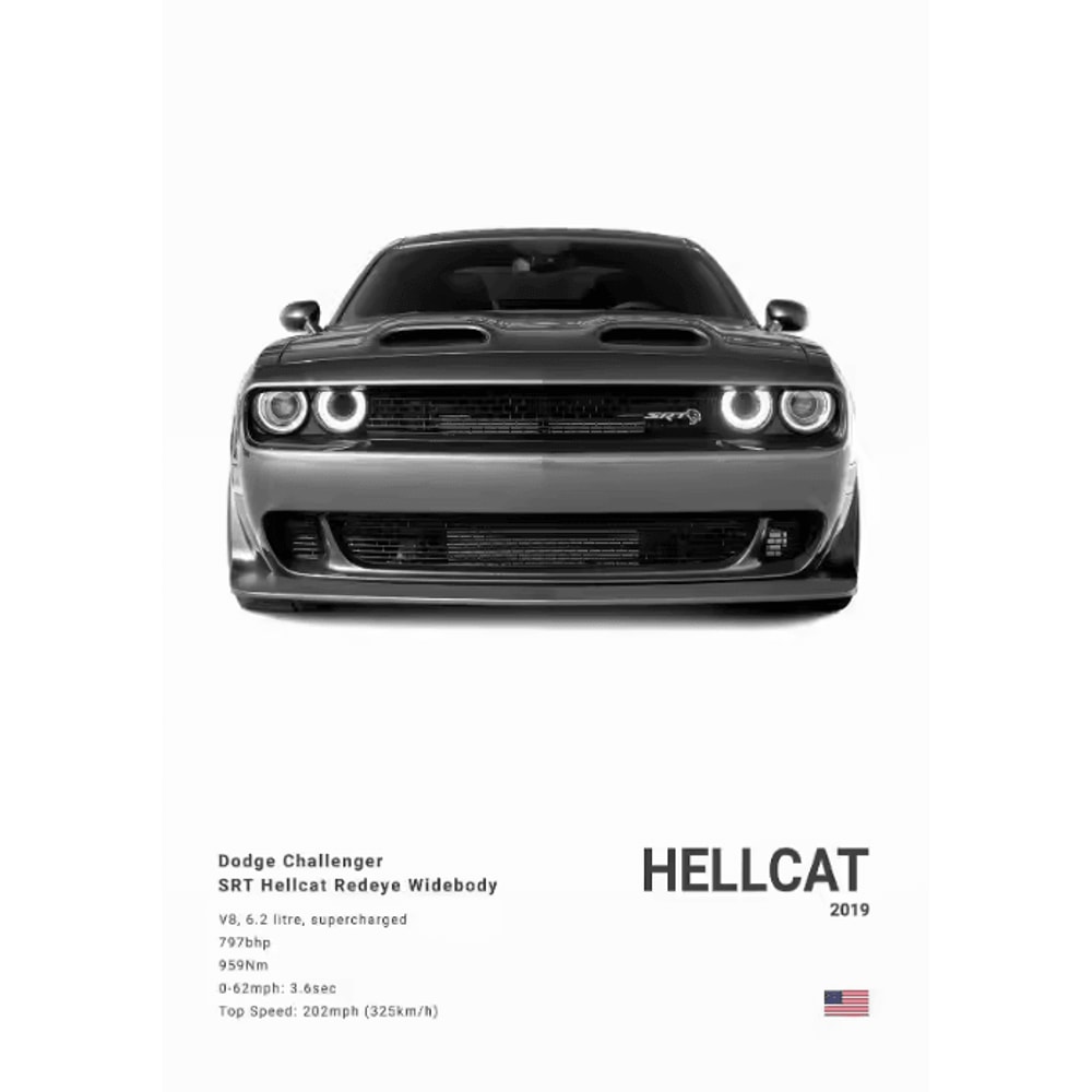 Dodge Challenger SRT Hellcat Redeye Canvas Poster Modern Muscle Car Wall Art 1