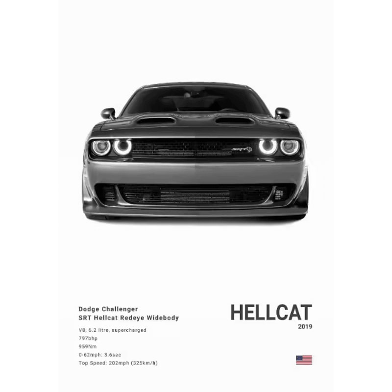 Dodge Challenger SRT Hellcat Redeye Canvas Poster Modern Muscle Car Wall Art 1